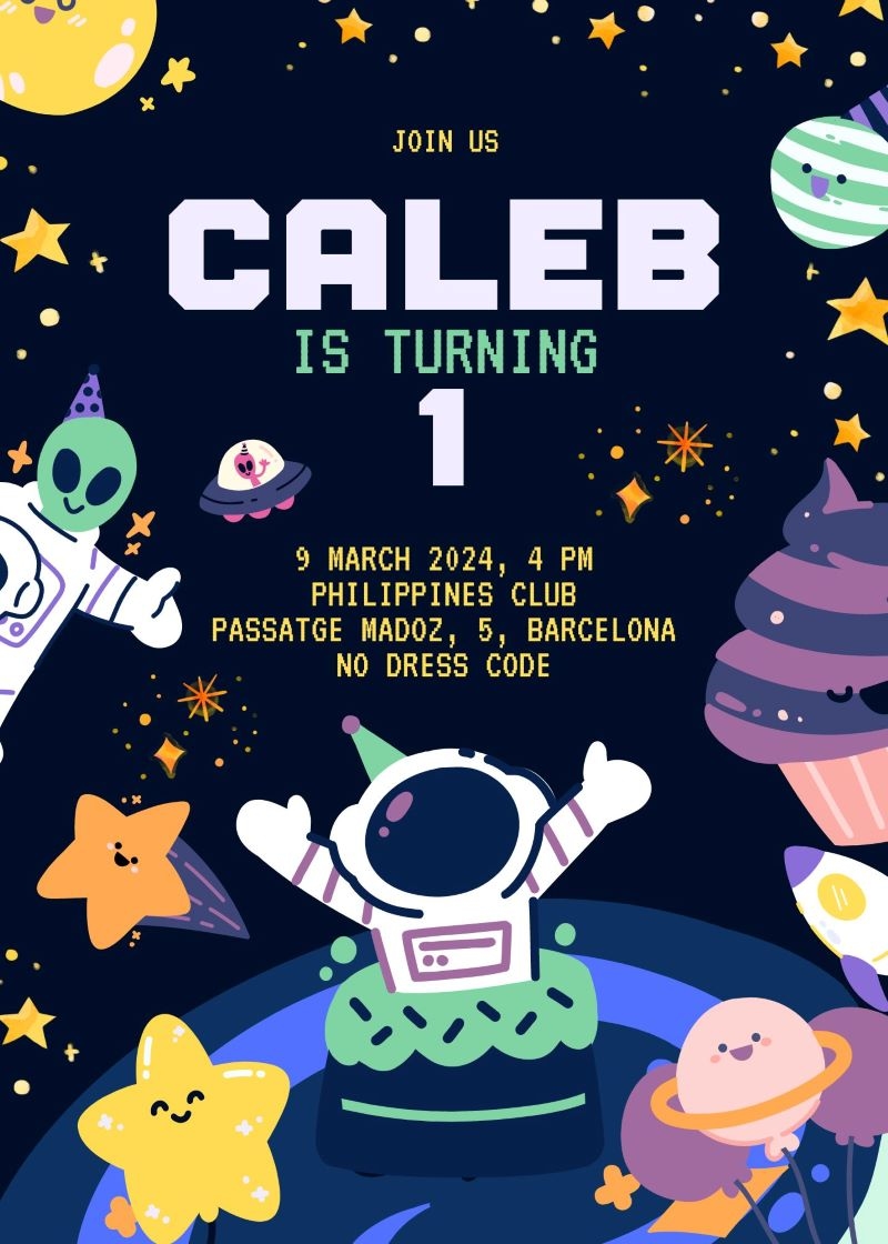 Caleb's first birthday invitation